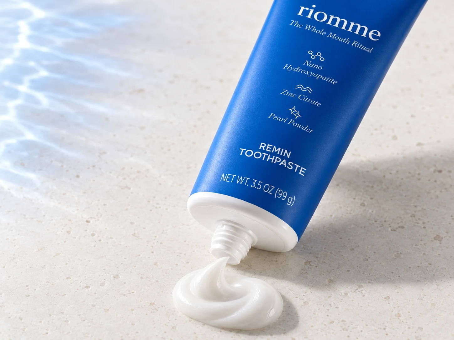 Remin Toothpaste squeezed onto stone