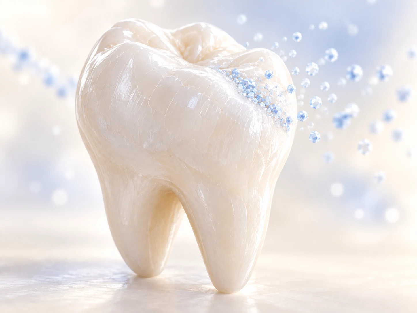 Illustration of a tooth with mineral particles